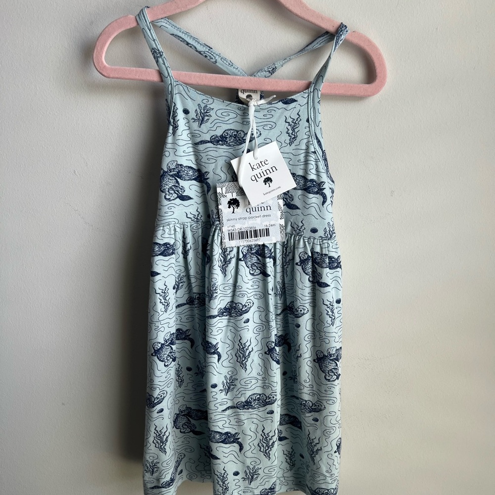 NWT Kate Quinn Bamboo Light Blue Graphic Tank Dress